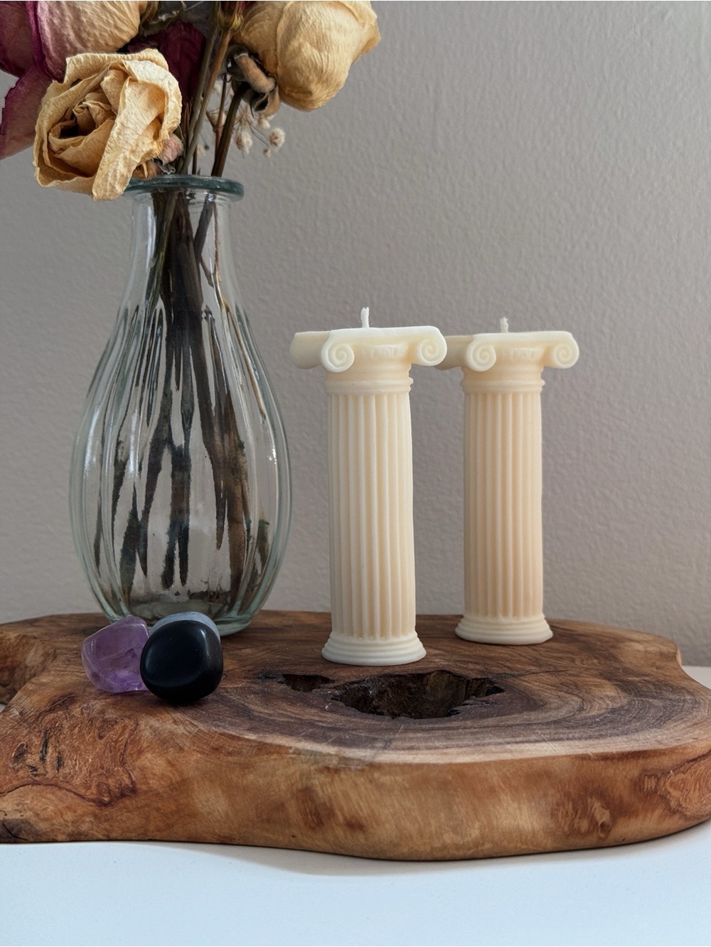 Set of 2 Roman Column Candles | Aesthetic Home Decor